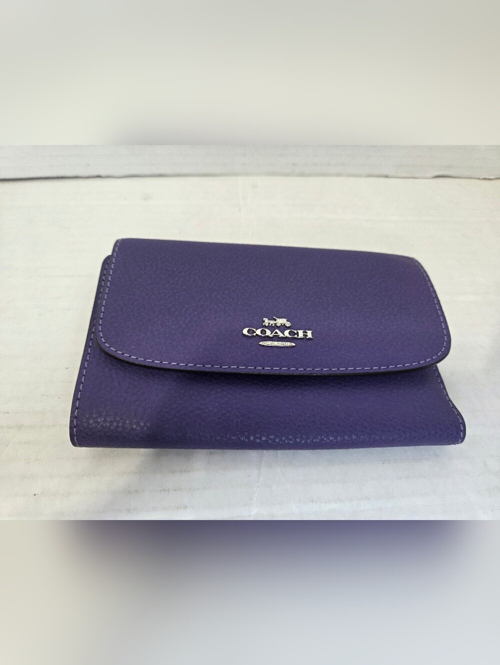 Coach Purple Pebbled Leather Medium Envelope Wallet